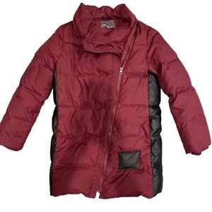 Vince Asymmetrical Zipper Down Puffer Jacket Big Girls Red Rosewood Sz
M EUC